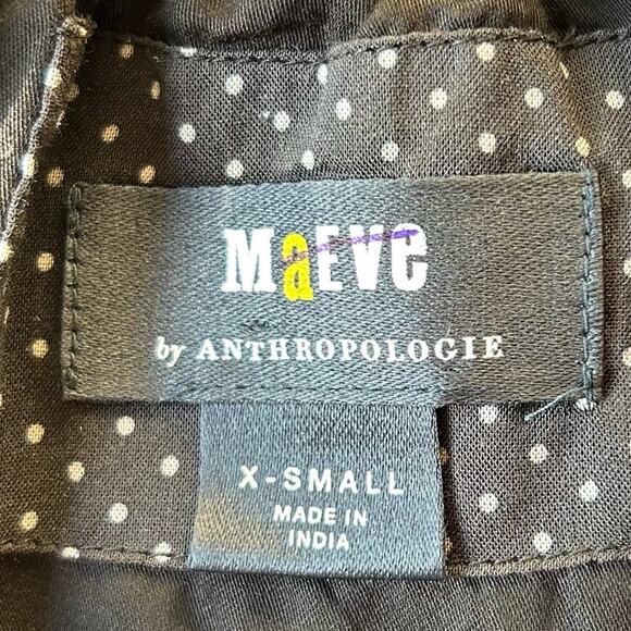 Anthropologie Maeve black white polka dot dress open back sheer sleeves sz xs - Picture 13 of 13